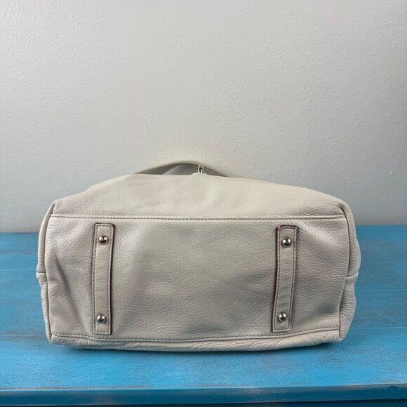 Dooney & Bourke Pebble Leather Grain Logo Lock Shoulder Bag in Bone - Picture 5 of 9